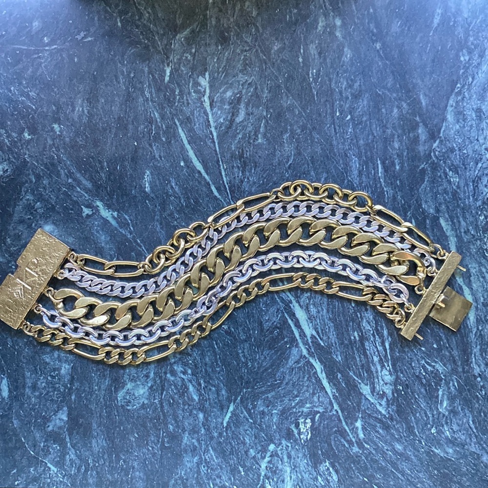 SILPADA KR Brass & Silver chunky curb link multi chain tough luxe bracelet